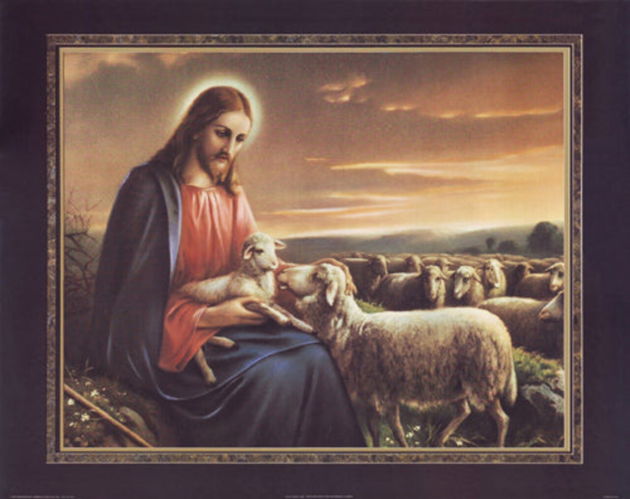 Jesus with Lamb by Thomas L. Cathey Collection Wall Art Décor 22 x 28 Art Print